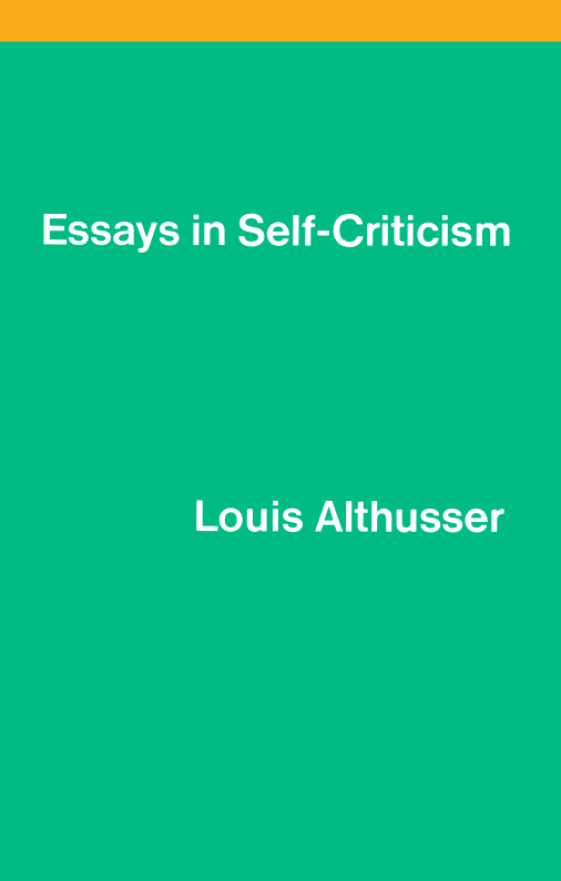 Essays in Self-Criticism